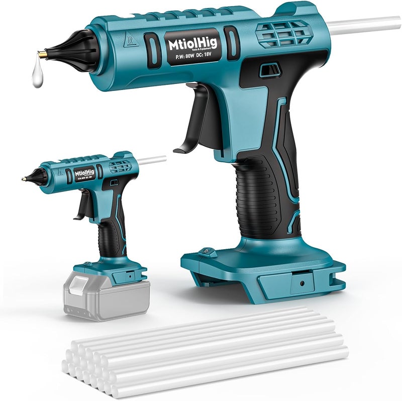 MtiolHig Cordless Hot Glue Gun Compatible with Makita 18v Battery, Handheld Wireless Power Heavy Duty Hot Glue Gun Full Size Kit with 20pcs 0.43'' Hot Glue Stick for Arts & Crafts, Home Repair - Image 1